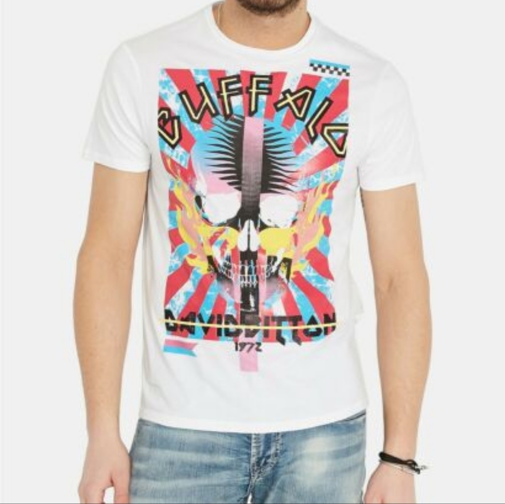 Buffalo David Bitton Men's Logo Skull Graphic Tee
